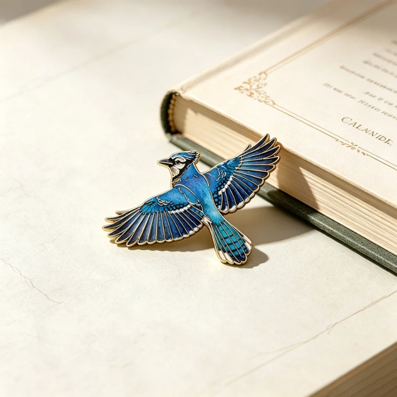 New Style Nature Bird Brooch Blue Jay Element Metal Badge Funny Decorative Pin DIY Clothing Bag Hat Scarf T-shirt Jeans for Gift