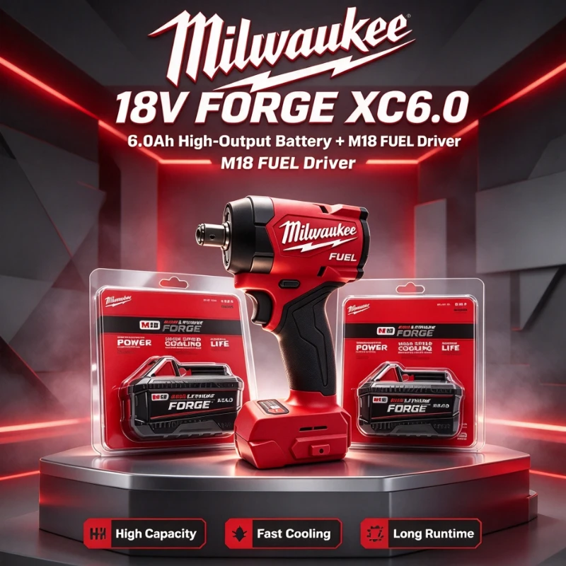 Genuine Milwaukee M18 6000mAh FORGE Lithium Battery Fits Electric Drill and Angle Grinders with Reliable Power and Fast Durable