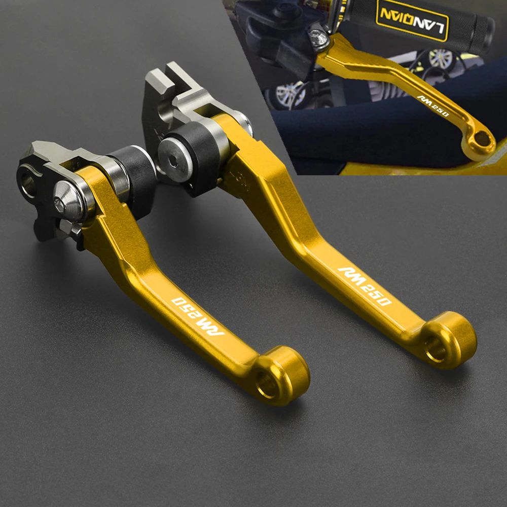 Motocross CNC Pivot Brake Clutch Levers For SUZUKI RM250 2004 2005 2006 2007 2008 RM 250 Dirt Bike Handle Hand Grip Handlebar