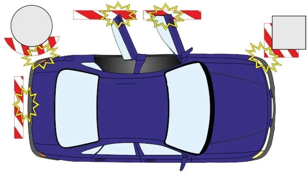 Autoschaum-Warnschild, Stoßstangenschutz, Sicherheitswarnschutz, selbstklebender reflektierender Streifen für Parkplatz, Garage, Wandecken – Detail 5