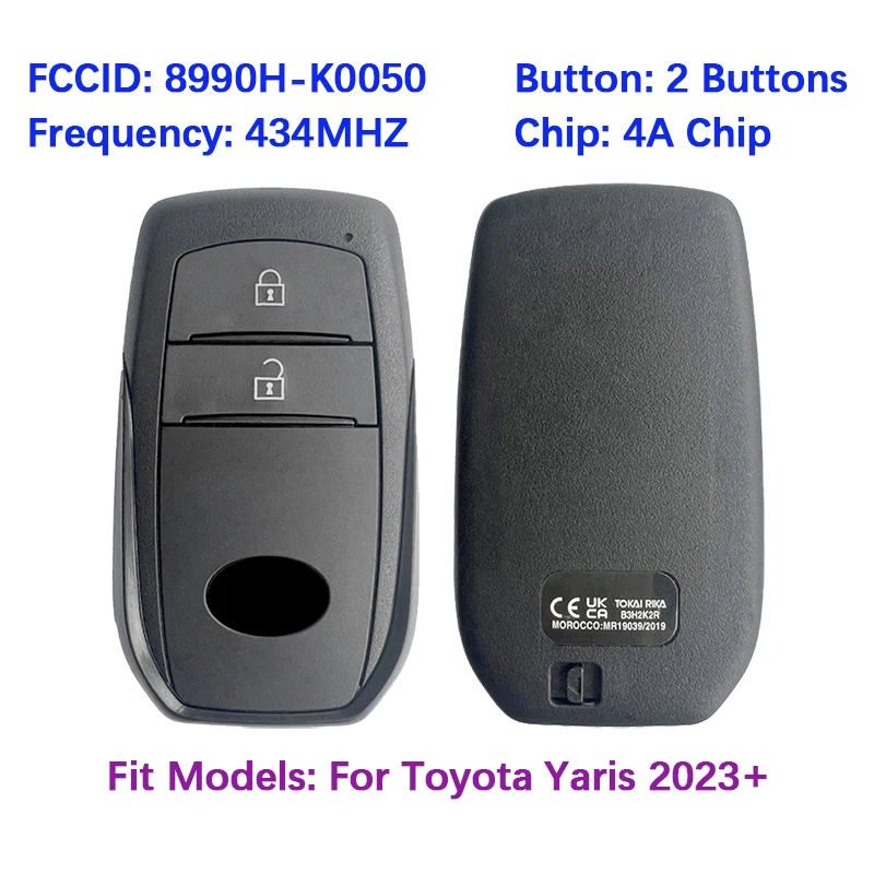 CN007364 Original 2 Buttons Smart Remote Key 8990H-K0050 FCC B3H2K2R 4A Chip 434MHz Keyless For Toyota Yaris Corolla 2021-2023+