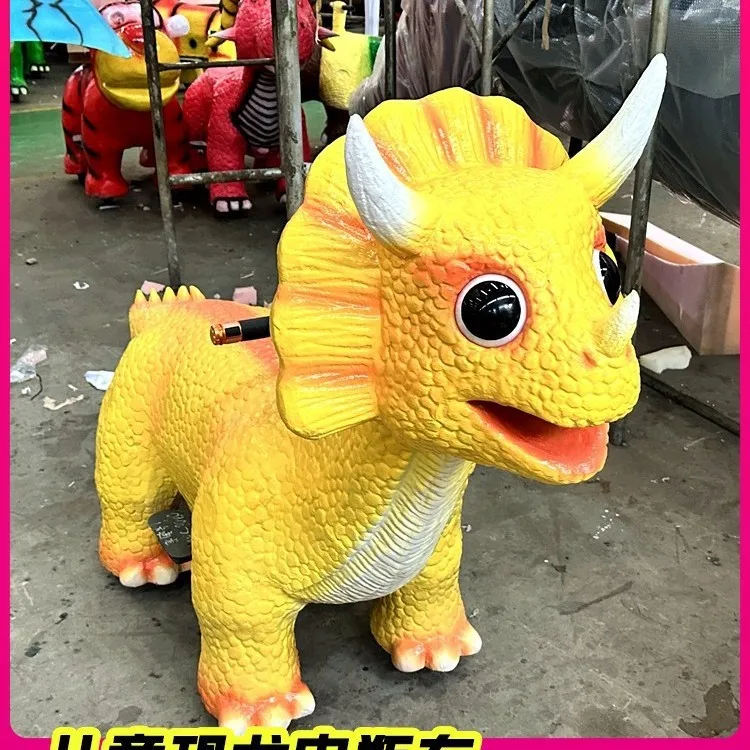 Factory Direct 2026 Charging coin-operated dual battery mount running sports car simulation dinosaur battery car pass square str