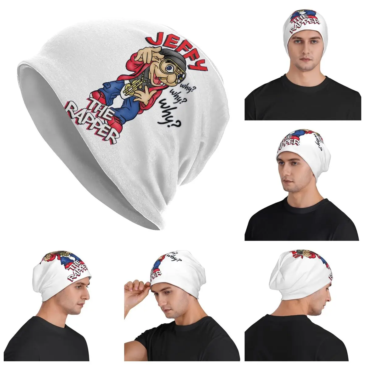 Gorros tipo Skullies con personaje de Jeffy The Rapper SML, gorros cálidos para otoño e invierno, gorros de punto para exteriores, gorros para adultos unisex