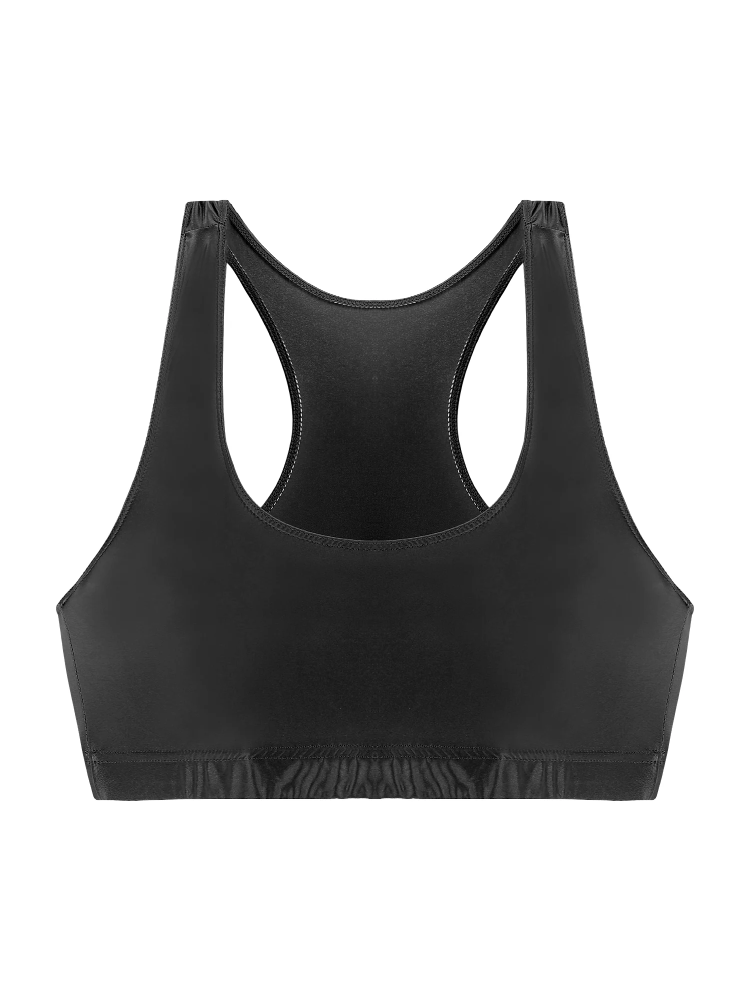 Women's Sports Crop Tops Glossy U Neck Tank Tops Solid Color Camis Vest Tops for Sportswear Gym Workout Running Fitness Yoga