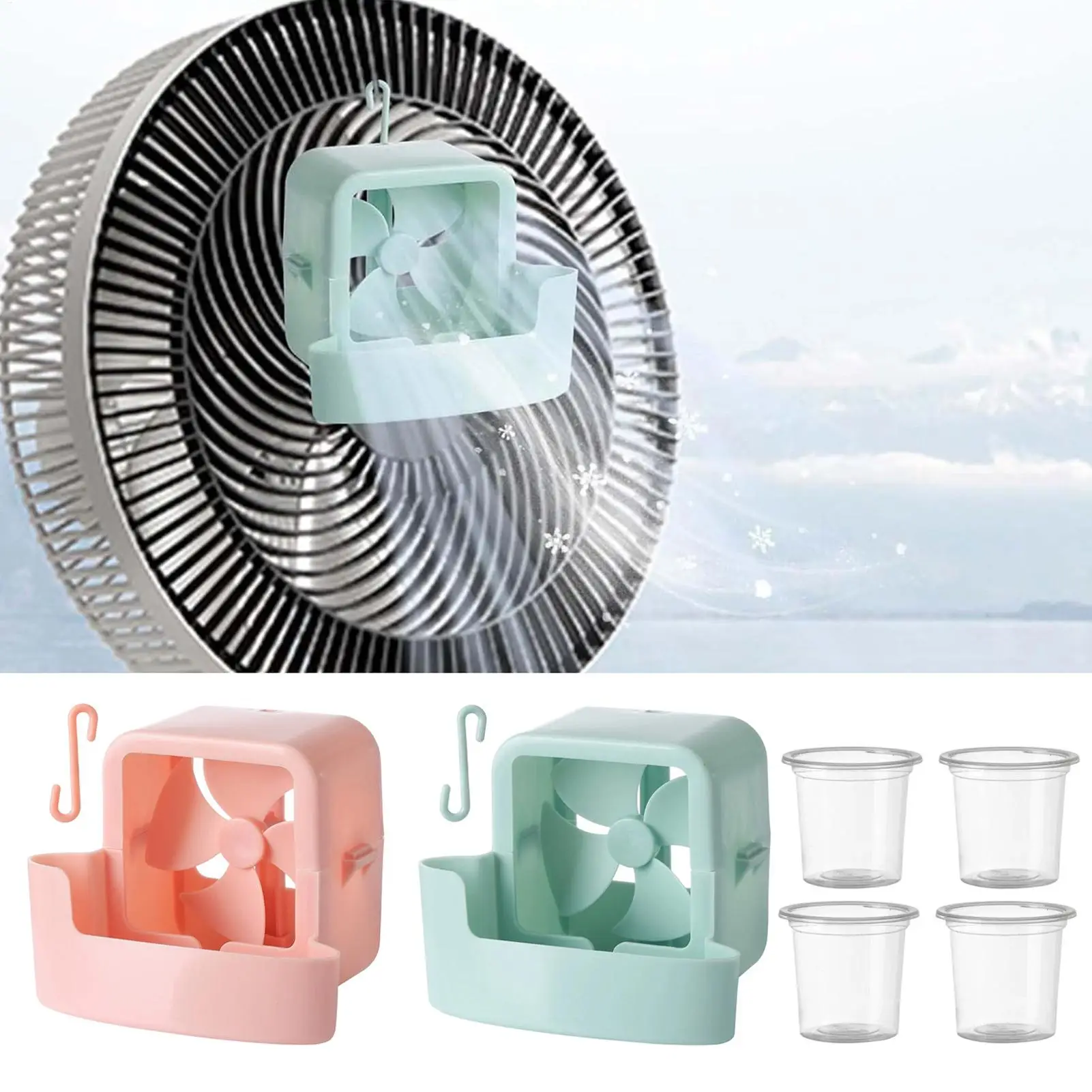 Hangable Cooling Attachment No-Drill Ice Box Cooler Device Universal Adapter for Home Office Floor And Desktop Fans