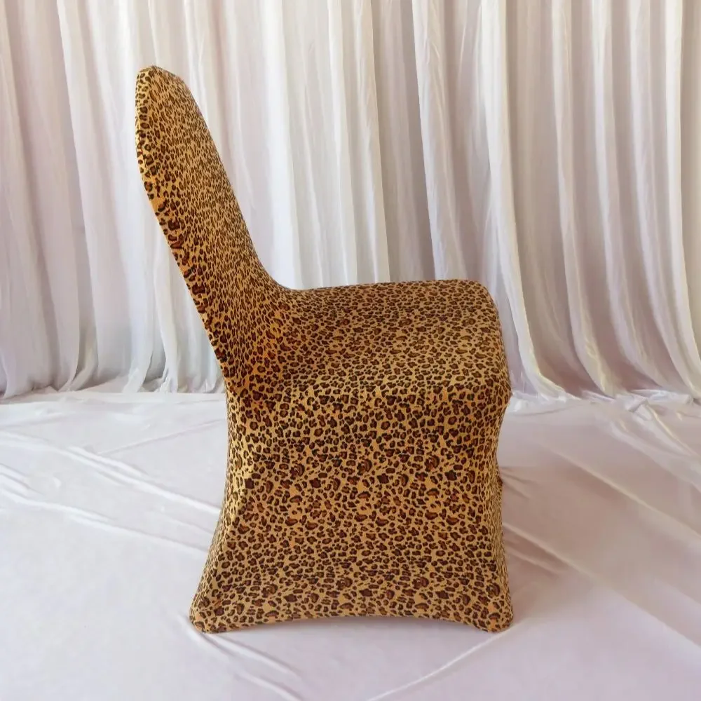 Spandex Chair Cover  Wedding Party Decoration, Leopard Print Arch Front, 10PCs