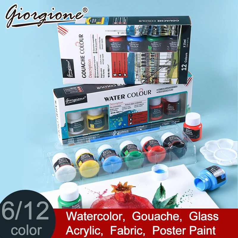 25ml Waterclor/Gouache/Acrylic/Glass/Fabric/Poster Paint For Artist And School Suppliers