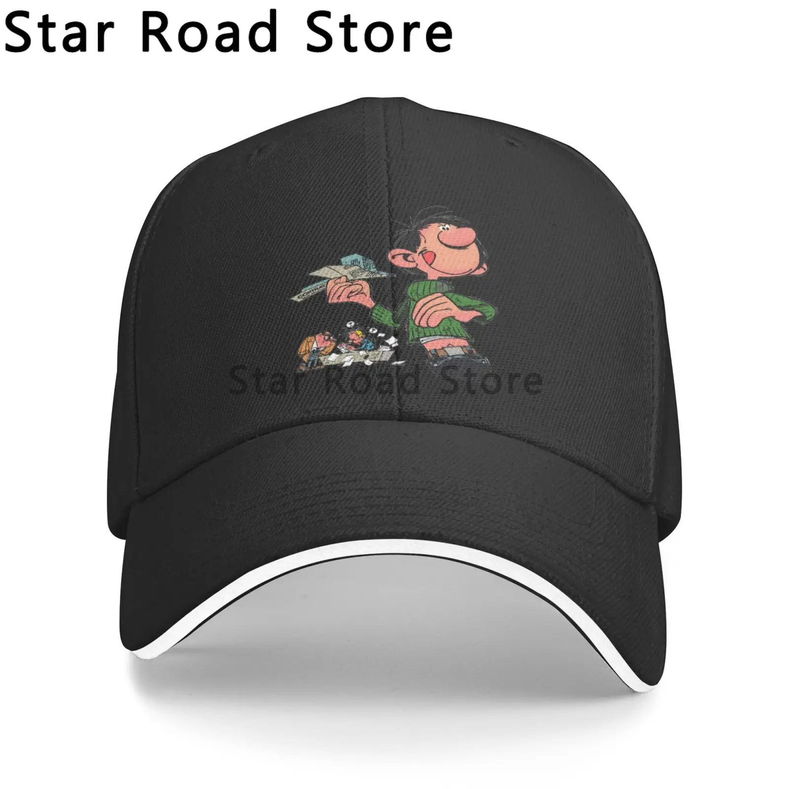 Cartoon Gaston Lagaffe in Car Gomer Goof Men Women Baseball Cap Distressed Denim Caps Hat Outdoor Activities Gift Sun Cap