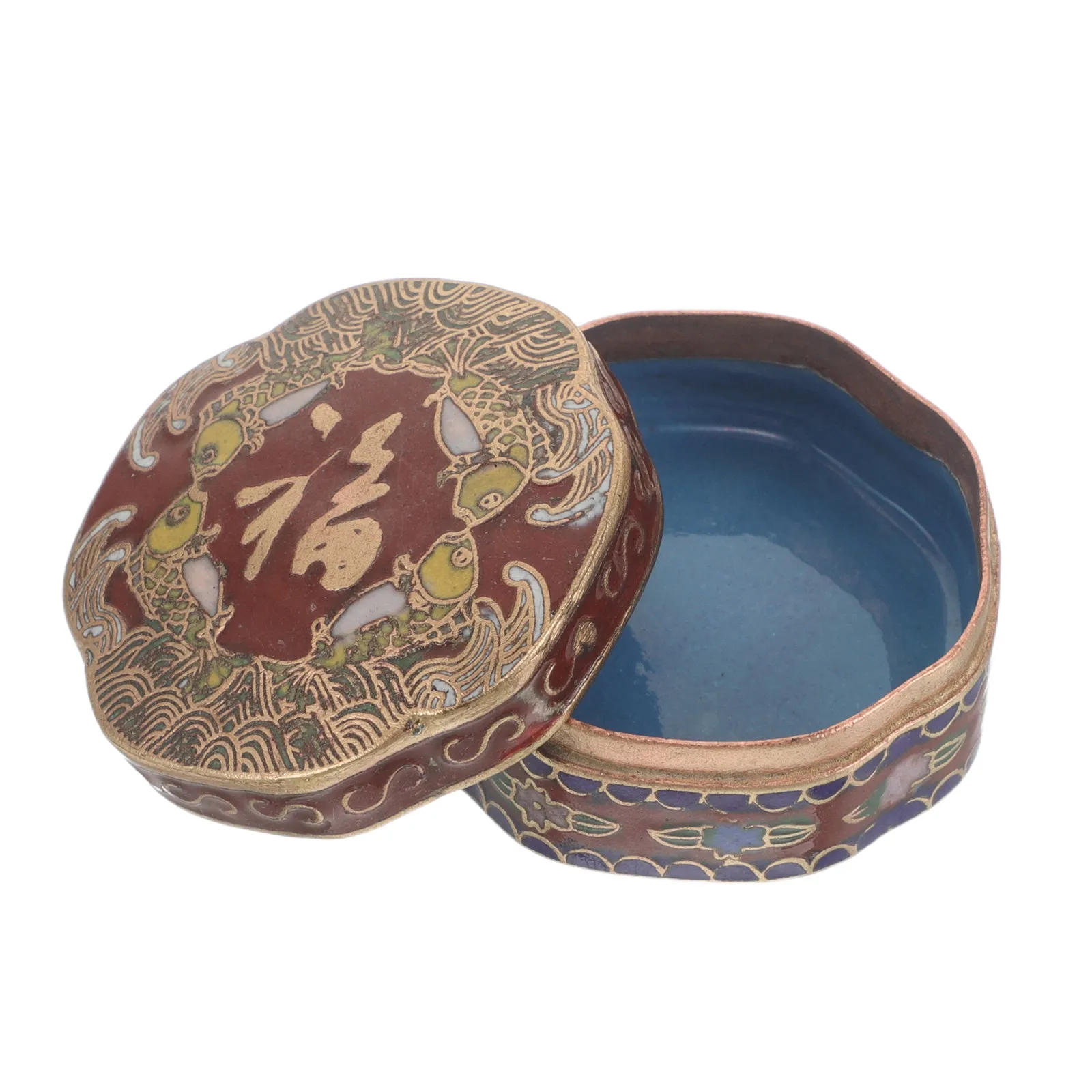 European Vintage Jewellery Box Small Round Metal Trinket Organizer Enameled Decorative Keepsake Chest for Rings Earrings Jewelry