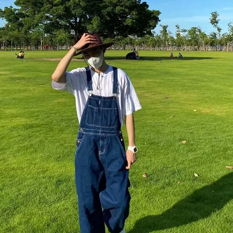 Mono vaquero Retro de estilo americano, pantalones holgados con diseño de pierna recta, ropa de trabajo de calle a la moda para hombres y mujeres