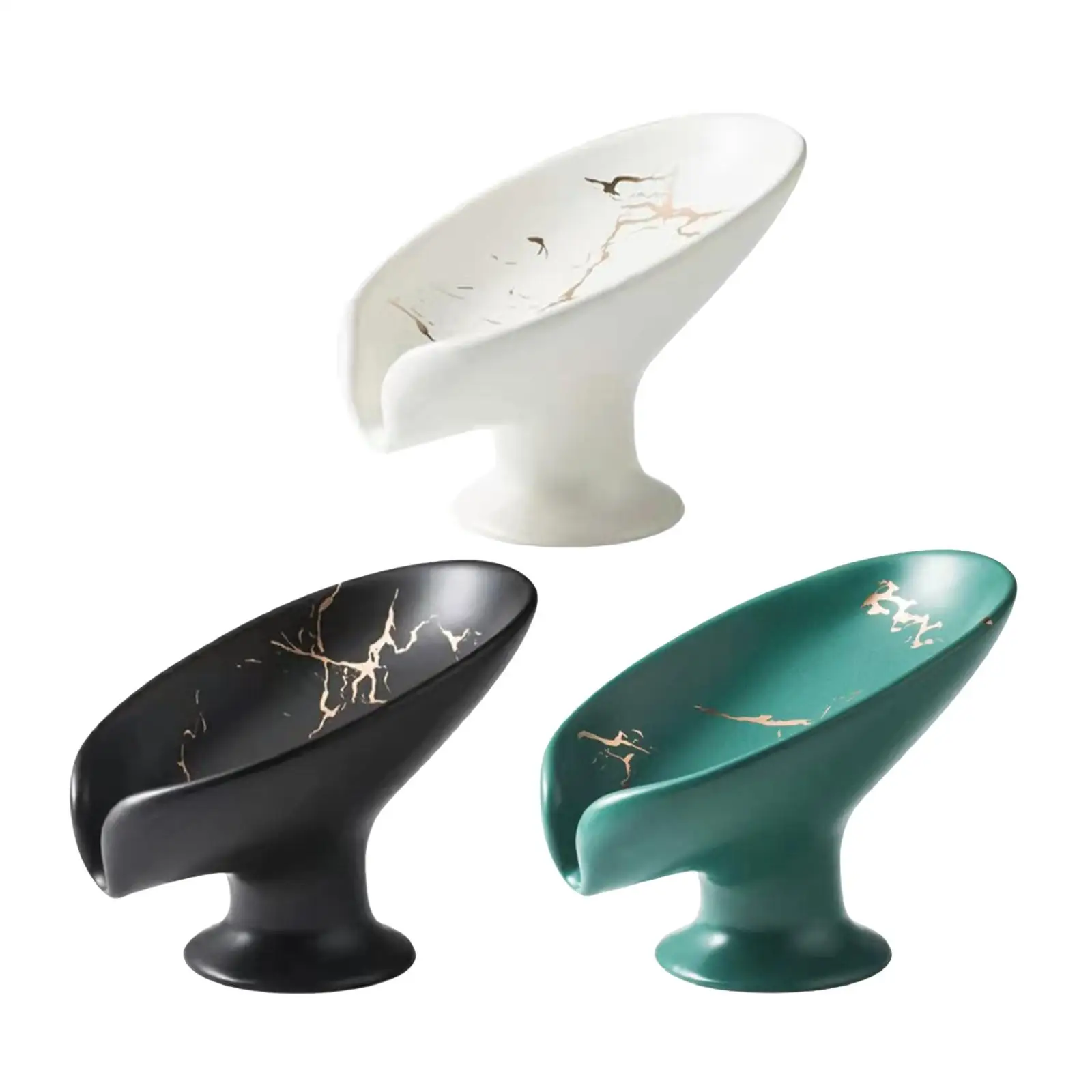 Luxury Leaf Shape Soap Dish, Storage Plate Tray Easy Cleaning Drain Soap Holder,