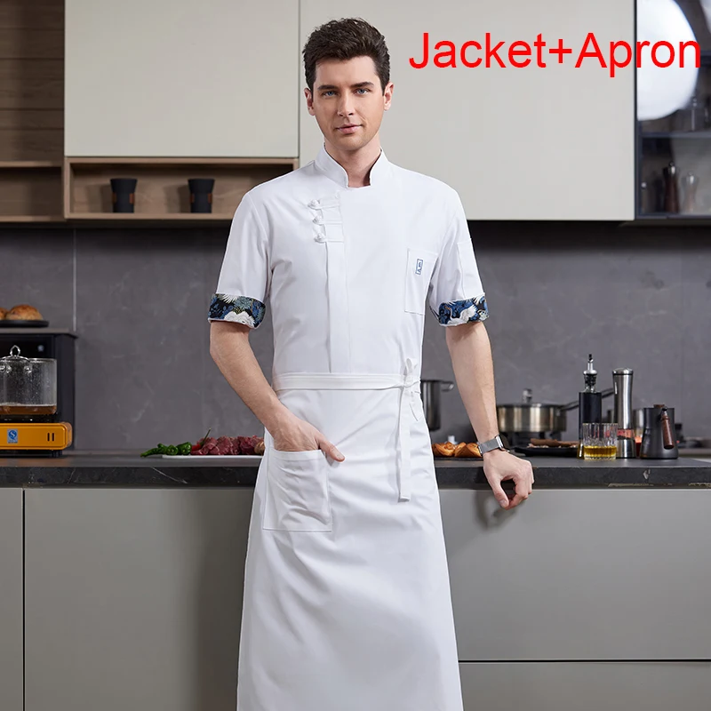 Chaqueta y Delantal de Chef para Restaurante, Uniforme de Cocina para Servicio de Alimentos, Camisa de Cocina, Uniforme de Pizzero, Conjunto de Uniforme de Chef para Panadería, Cafetería, Camarero, Traje de Trabajo