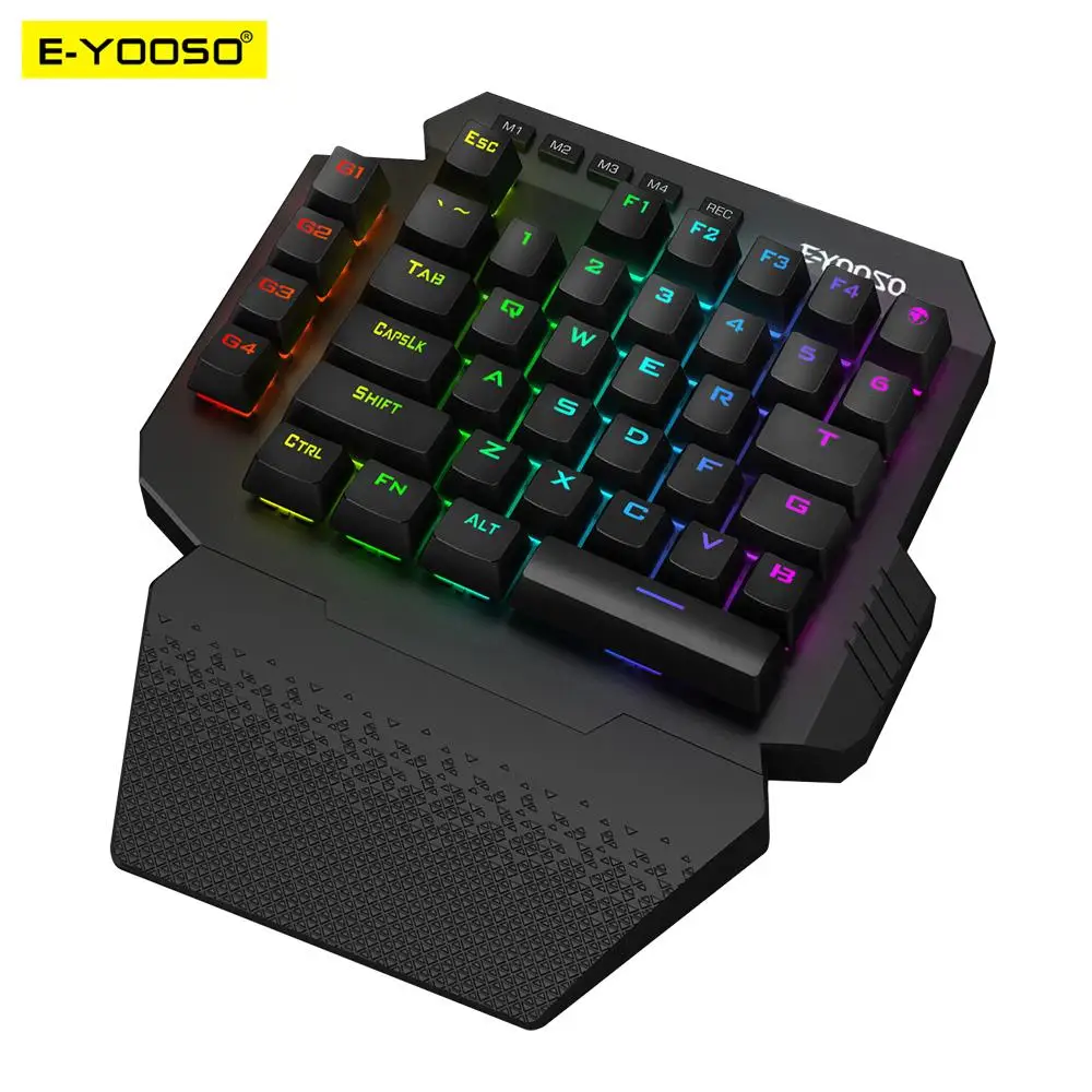 E-YOOSO K722 RGB 2.4Ghz Wireless Mini One-handed Mechanical Gaming Keyboard Blue Switch 44 Key Gamer for Computer PC Laptop