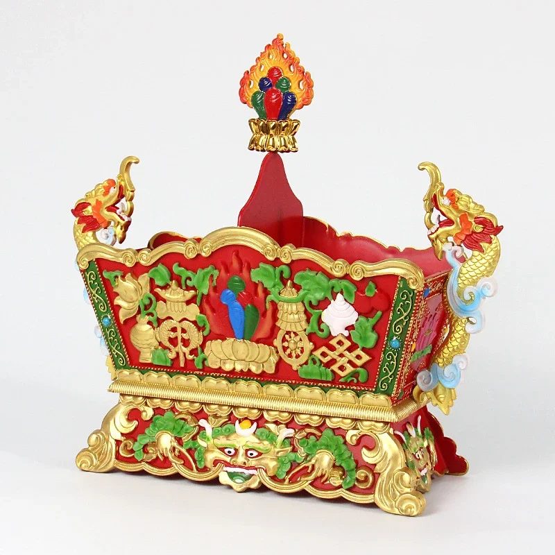 

Coloured Drawing Tibetan Resin Handicraft Eight Auspicious Painting Tantric Five Organizer Buddhist Desktop Altars Decorative