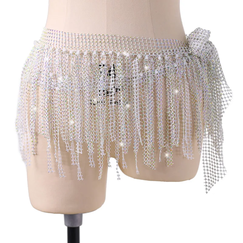 Dancer Handmade Flashing Diamond Hip Scarf Belly Dance Tassel Waist Chain Multi-layered Hot Diamond Dance Accessories