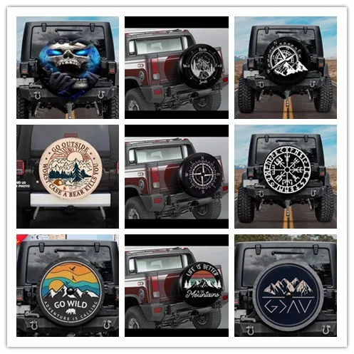 

Travel Tire Covers CustomTire STYLE FOR CAR Car Spare Tire Covers Gifts for Camping Lovers Off-Road Vehicle Spare Tire COVER CAR