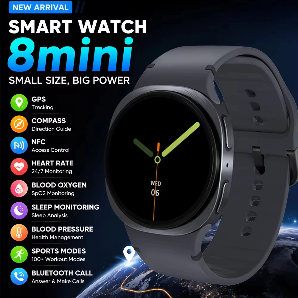 2026 New GPS Map Navigation Smart Watch For Men Women NFC Compass Sports Watch Bluetooth Call AMOLED HD Smartwatch 8 mini
