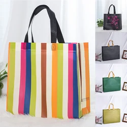 1pc borsa Casual in tessuto non tessuto borsa per la spesa stampata a righe pieghevole riutilizzabile borse a tracolla tascabili da donna ad alta capacità