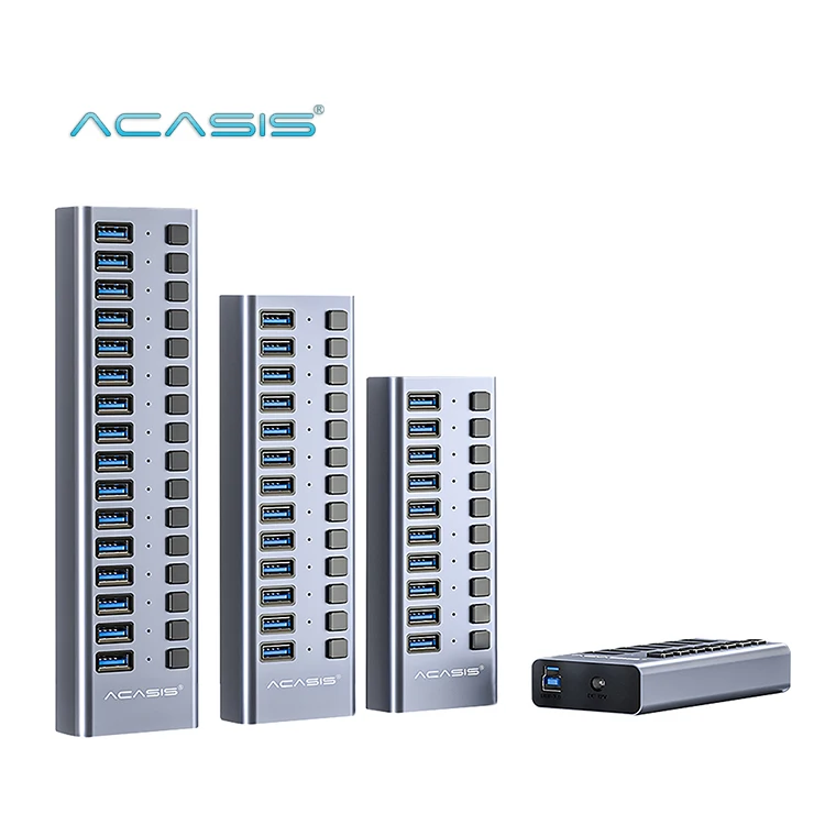 ACASIS USB Hub With 7/10/13/16 USB 3.0 Ports Hub  for Data Transfer Each Ports With Switch