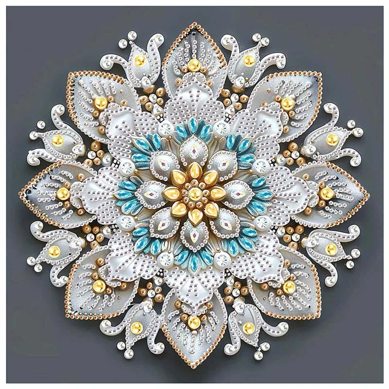 White flower Special Shape Diamond Art Painting Kit for Adult Beginners,Crystal Diamond Dots Kits for Home Wall Decoration Gift