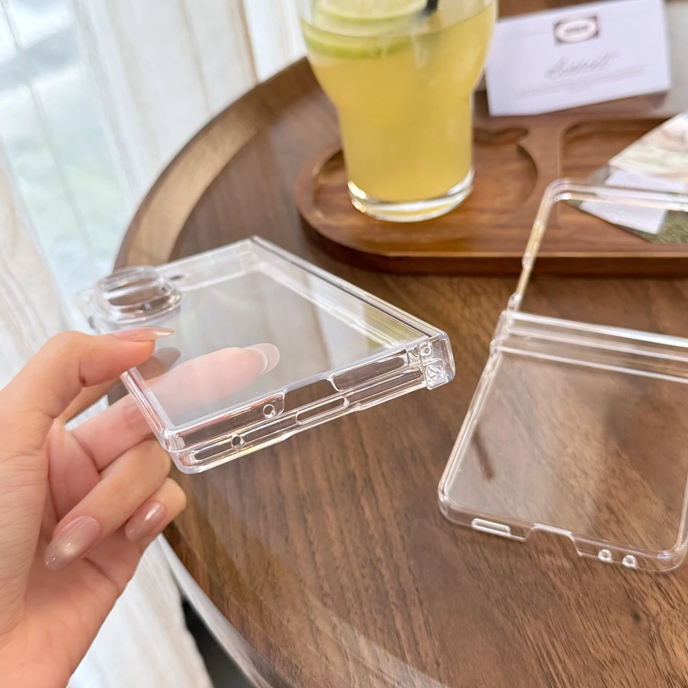 Transparent Hard PC Phone Case For Samsung Galaxy Z Fold & Z Flip 7 6 5 4 3 With Connection Hinge Protection Cover