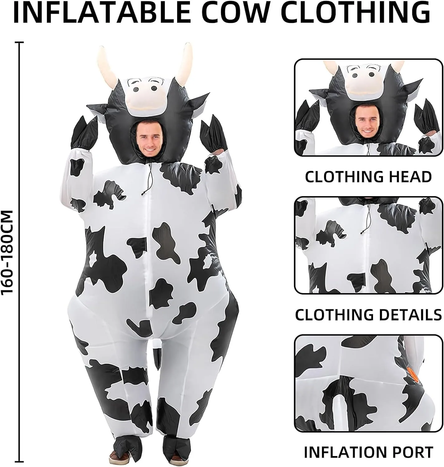 

Inflatable Cow Costume Inflatable Halloween Costumes Fancy Dress for Adult Adult Size Blow Up Cow Costume for Cosplay Party Fest
