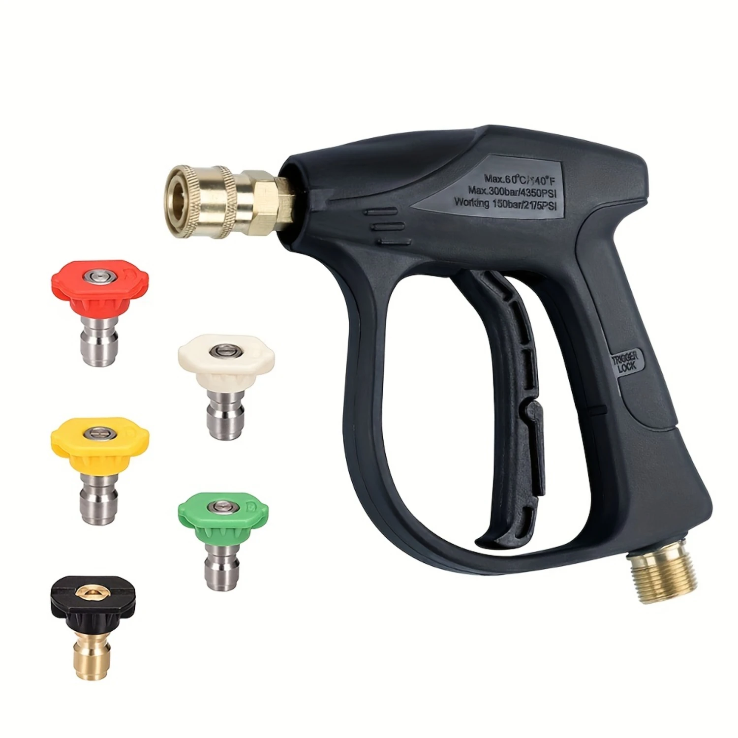 

1 Set Multi-Purpose High-Pressure Washer Gun - Max 3000 PSI, Quick-Connect 5-Color Nozzles, M22-14 Hose Adapter for Effective Cl