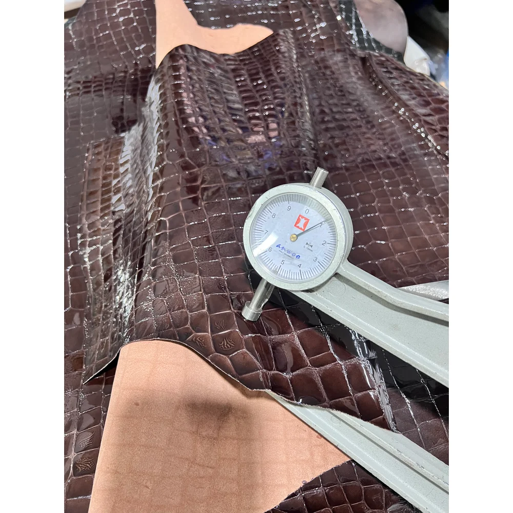 Special kangaroo leather! Italian Bonaudo kangaroo leather with shiny stone pattern, coffee and black colors for shoes and bags