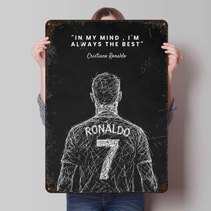 Cristiano Ronaldo I'm The Best Quotes Printed Poster Customized Retro Wall Art Vintage Metal Tin Signs for Custom Plate House