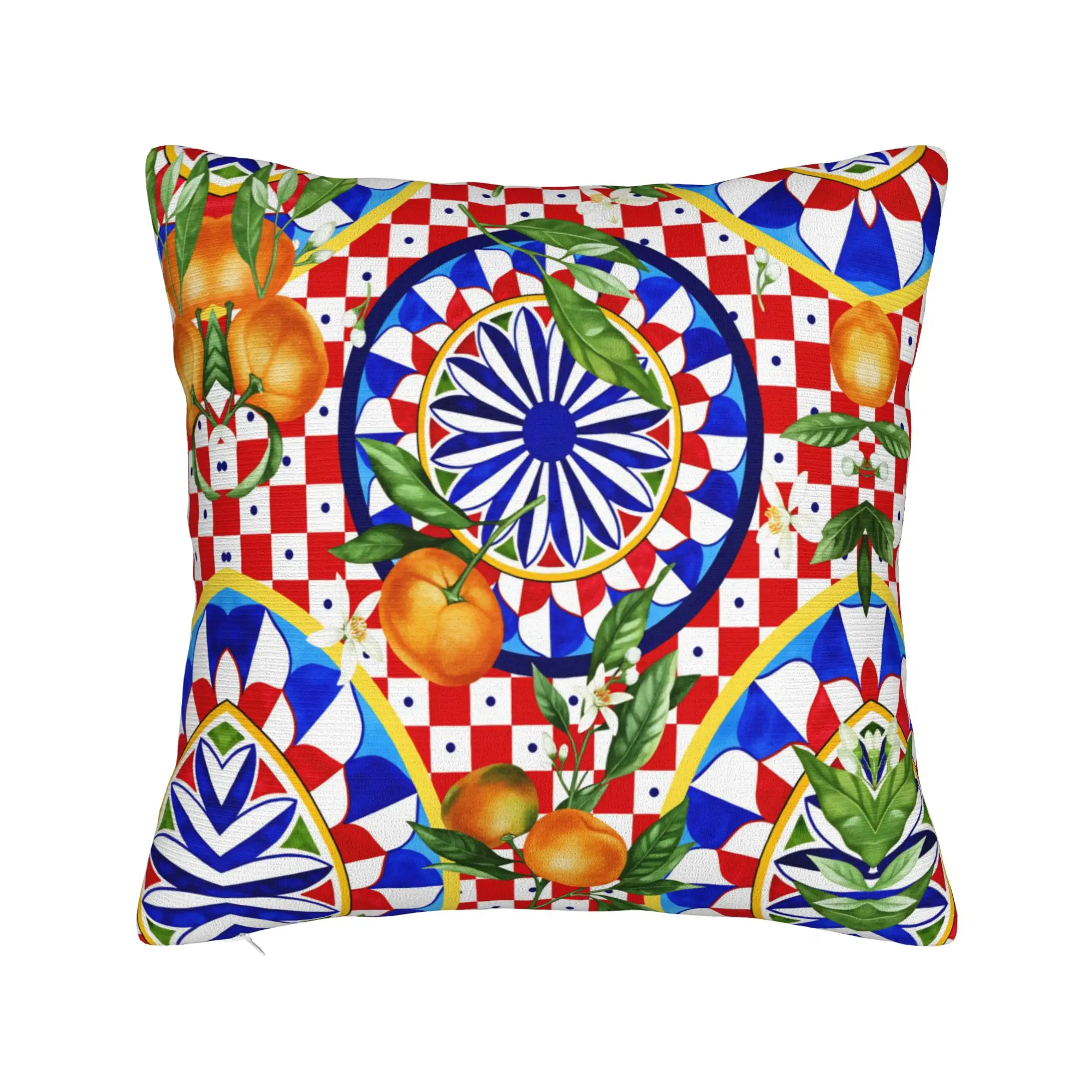 Fruit Lemon Pillow Case  Square Pillow Cover Retro Trendy Pillowcases For Couch Sofa Bedroom