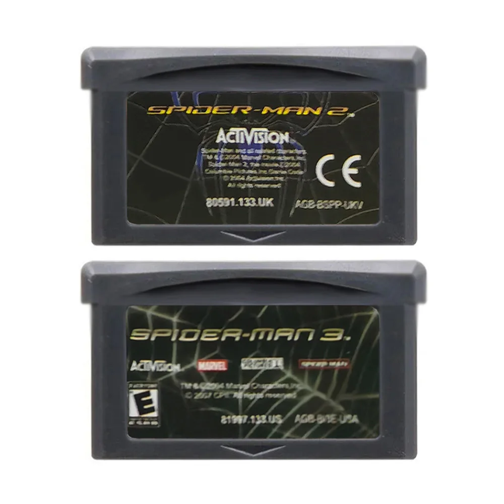 لعبة فيديو خرطوشة بطاقة وحدة التحكم ، سلسلة الرجل العنكبوت ، غبا ، سب ، دس ، رجل 2 ، 32 بت
