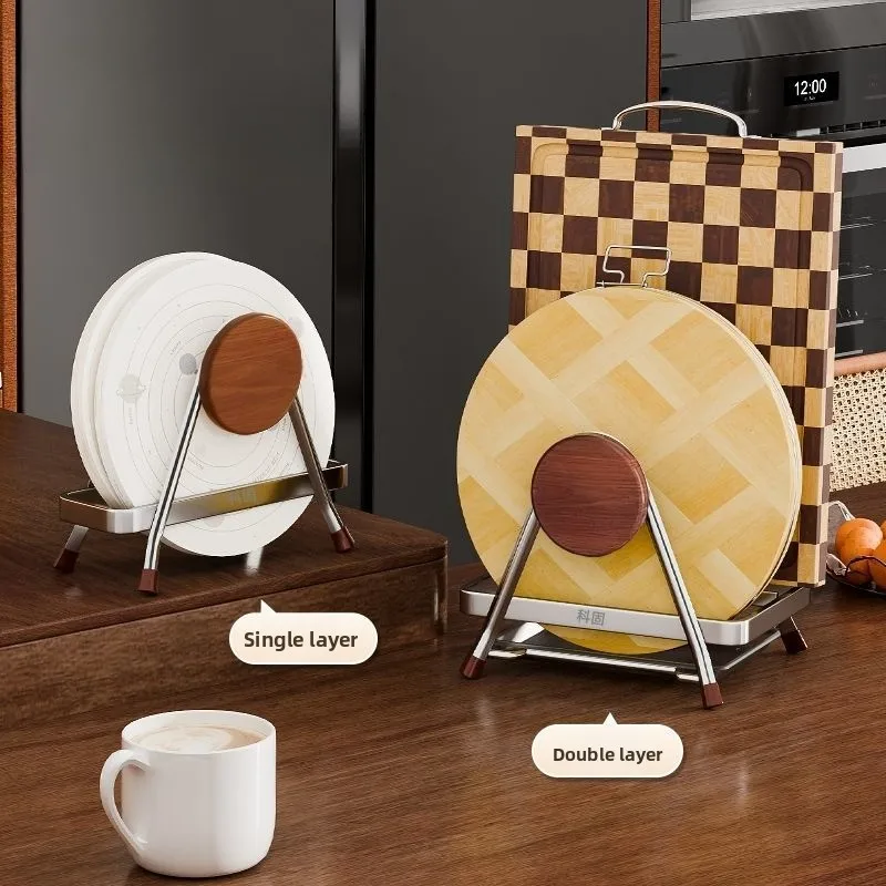 

Stainless Steel Cutting Board Holder & Pot Lid Organizer - Multi-Functional Kitchen Countertop Rack for Chopping Boards,Dishware