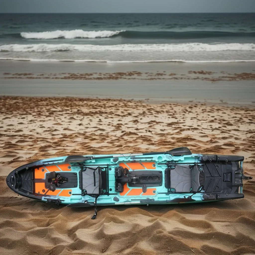 2025 Best 14FT Propeller Drive Fishing Kayak 550LBS Capacity Modular Pedal Motor HDPE Tandem Kayak for Surfing & Lake Fishing