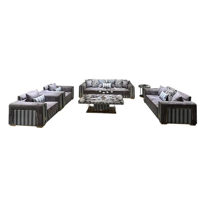 -For High End Custom Modern New Design Luxury Sectional Plush Velvet Sofa for Living Room Villa & Basement Furniture&
