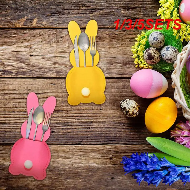 1/3/5SETS Bunny Felt Cutlery Cover Best Gift Increase Appetite Cartoon Household For Home Tableware Tool Handmade Crafts