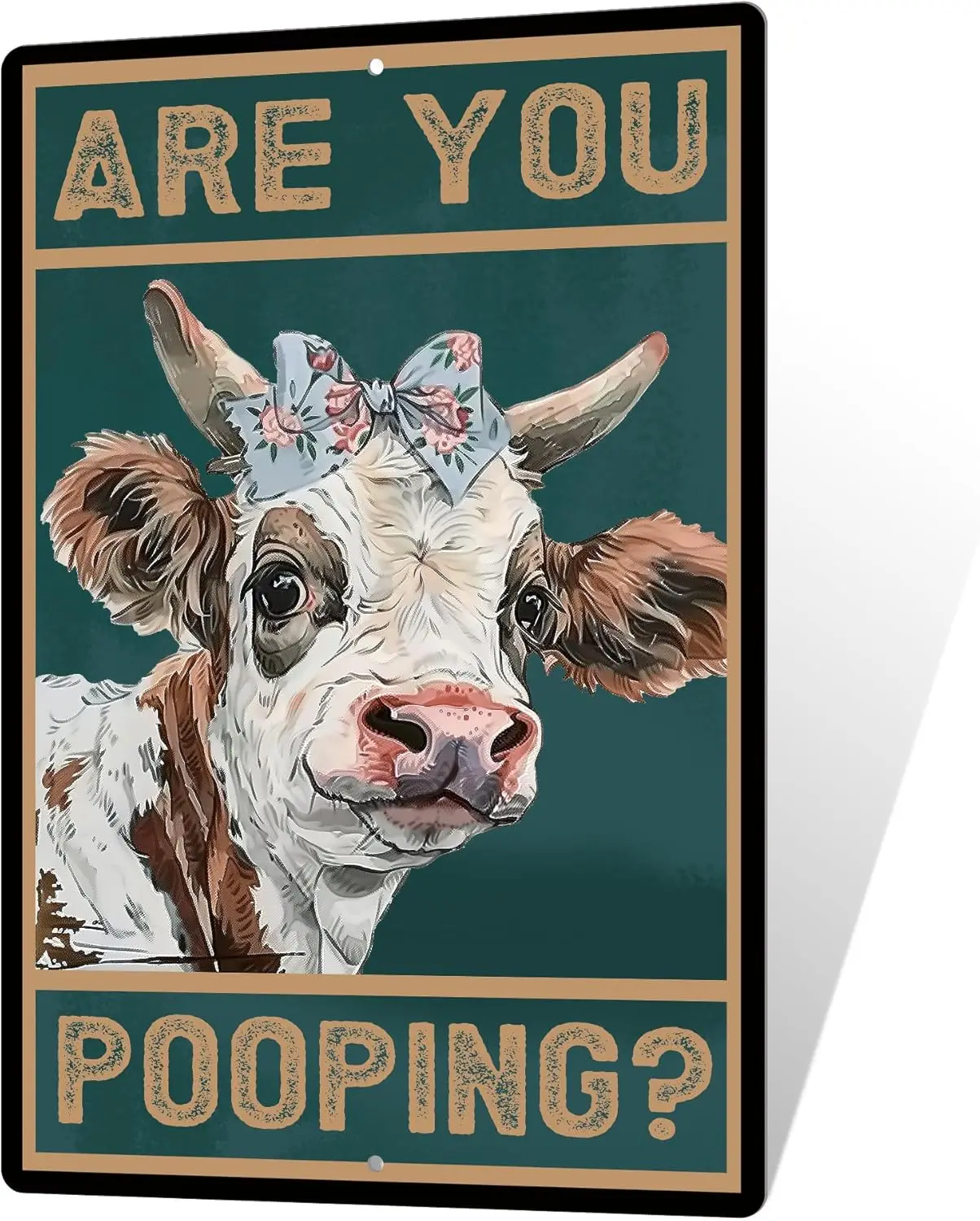 Putuo Decor Cow Are You Pooping Wall Sign for Bathroom Funny Metal Tin Signs With Saying Toilet es