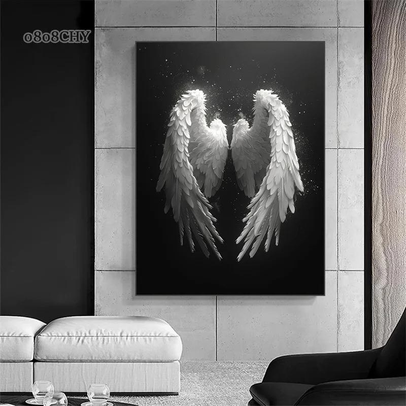 Beautiful White Angel Wings Canvas Painting Modern HD Prints Poster Fashion Wings Wall Art Pictures for Living Room Home Decor