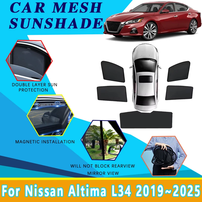 

Car Mesh Sun Shades For Nissan Altima Accessories L34 2019~2024 2025 Auto Magnetic Sunshades Windshield Side Window Visor Tool