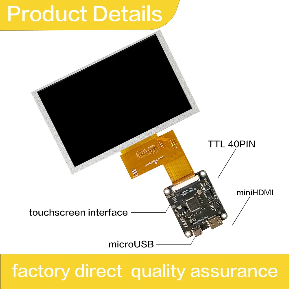 LESOWN 4.3 inch 800x480 IPS LCD Screen with Controller Board TFT High Definition 40 PIN Display Panel HDMI Small Size Module