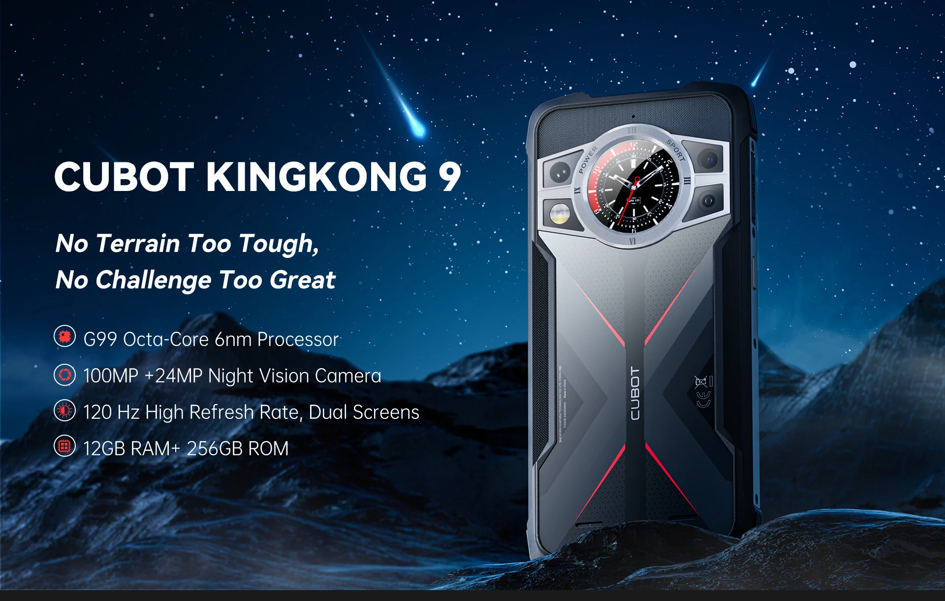 2025 Cubot KingKong 9, Helio G99, 120Hz 6.583-Inch Screen, Rugged Smartphone, 12GB RAM, 256GB ROM, 100MP Camera,NFC