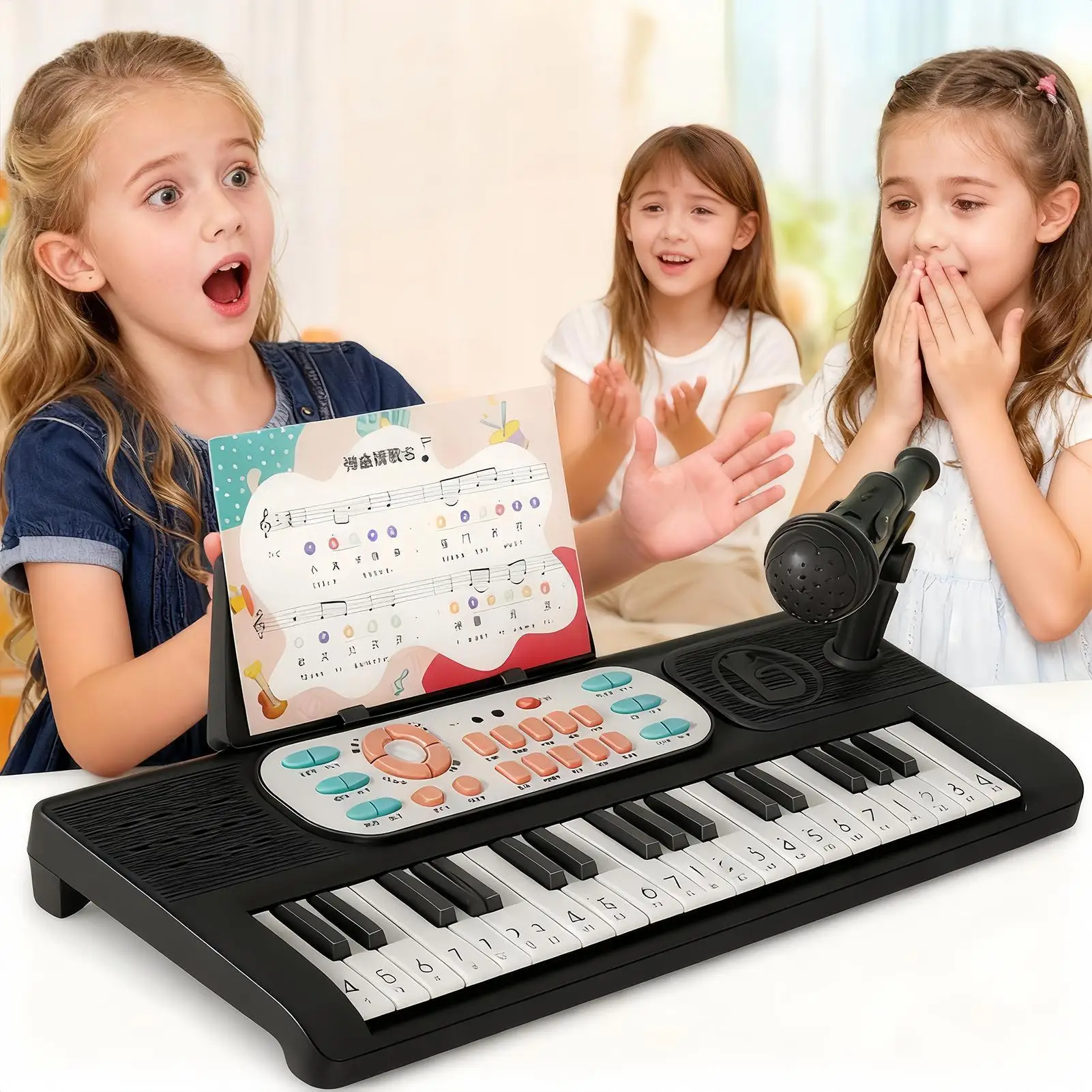 子供用電子ピアノ 37 ベビーキーボード マイク付き 歌を歌う歌を歌う開発教育玩具楽器ゲーム