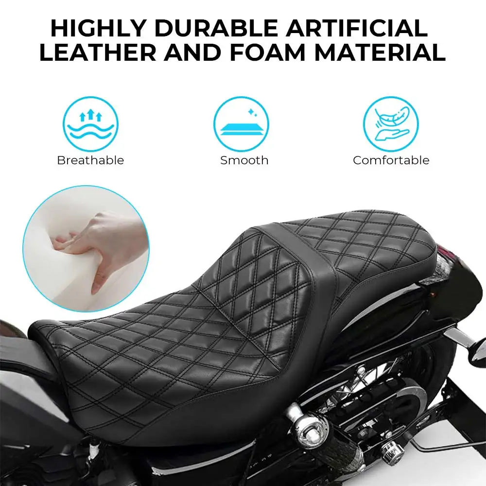 Motorcycle Two-Up Driver Passenger Seat Dual Saddle For Harley Dyna Street Bob Fat Bob Low Rider Super Glide Switchback 06-2017 view 3