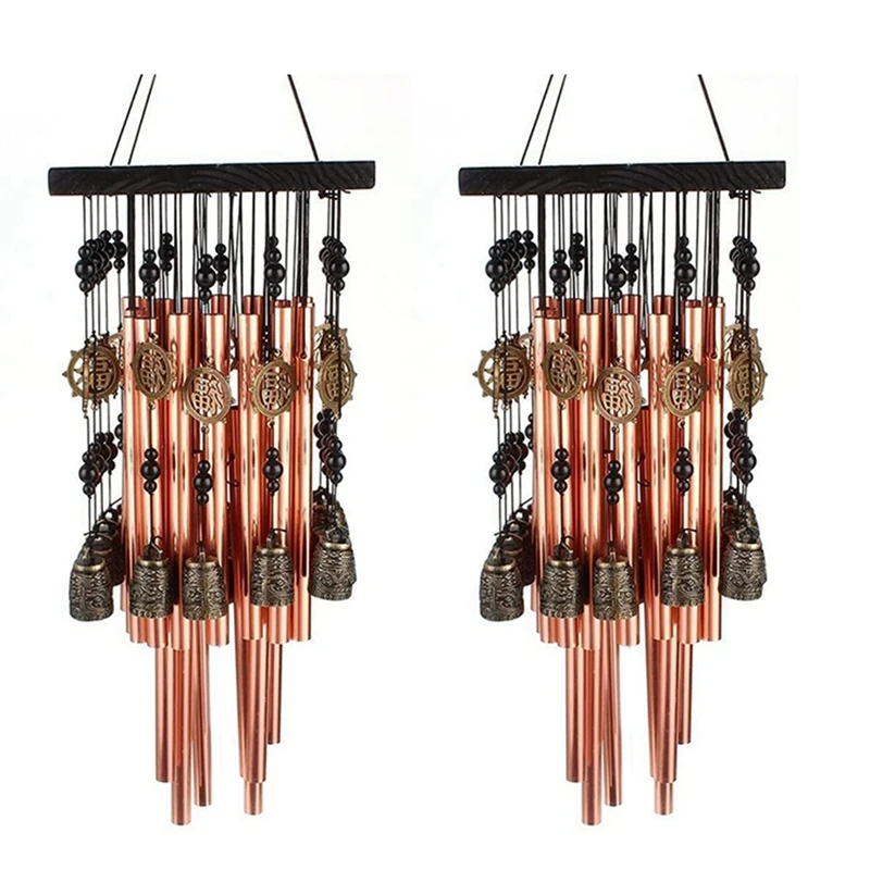 

2X Outdoor Indoor Metal Tube Wind Chime With Copper Bell Large Windchimes For Patio Garden Terrace Decoration 80Cm