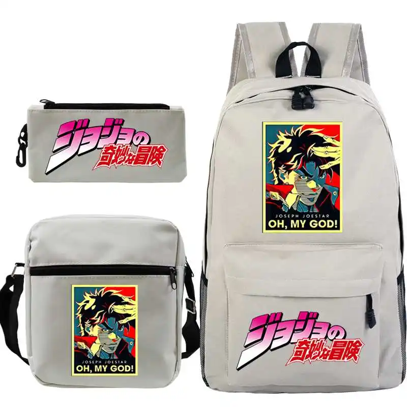 Anime Jojo Bizarre Adventure Bacpacks Students School Backpack Boys Girls School Bags Teens Travel Mochila Men 3 Sets Backpack