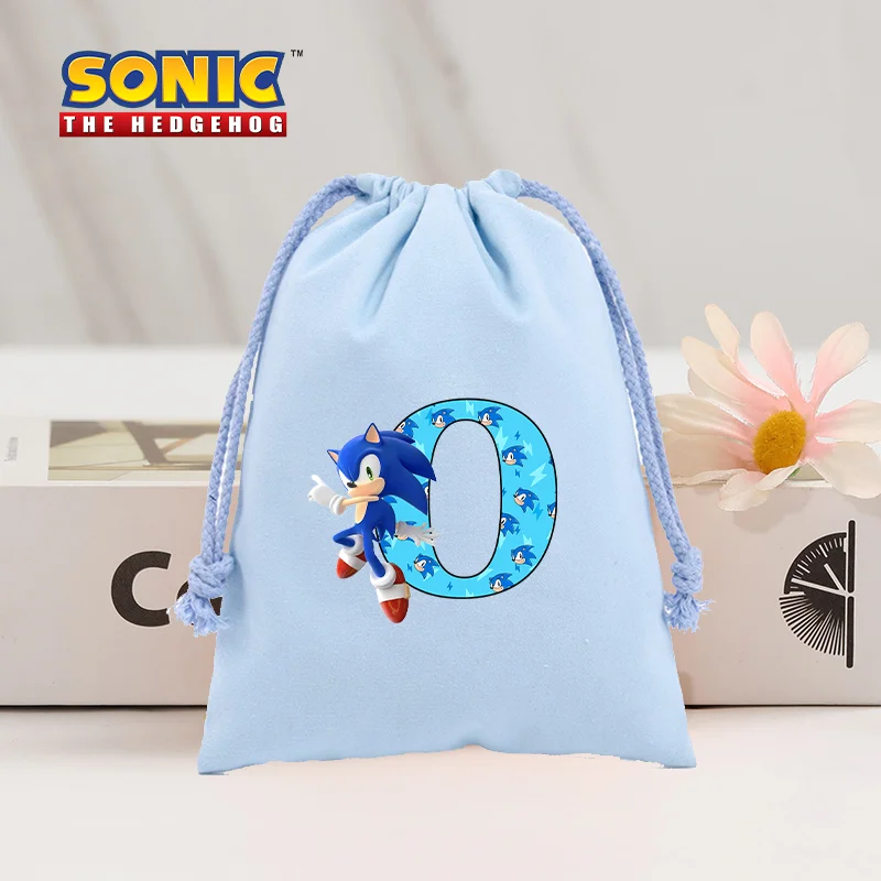 Sonics Large Drawstring Bags Capacity Portable Drawstring A-Z Letters Anime Cartoons Character Pattern Pouch Kids Birthday Gifts