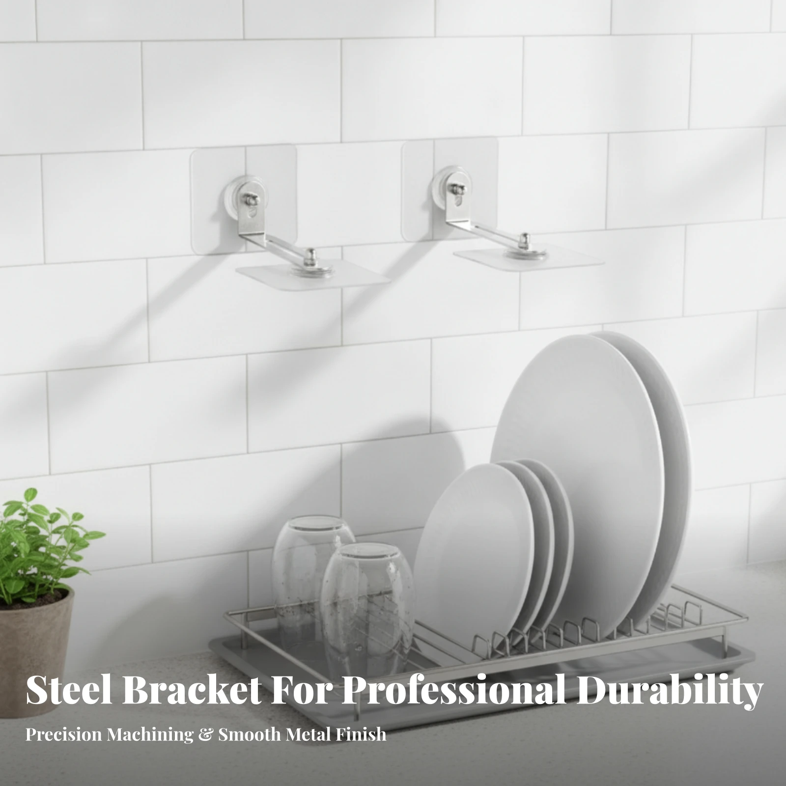 2 Pieces No-Drill Furniture Anchor Baby Proofing Stainless Steel Anti-Tip Bracket Cabinet Anchor with Metal Arm Adhesive
