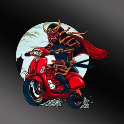 JDM Samurai Ghost Face helmet  Motorcycle accessories Modification Cartoon Decor Car Window door Body Electric Vehicle Stickers