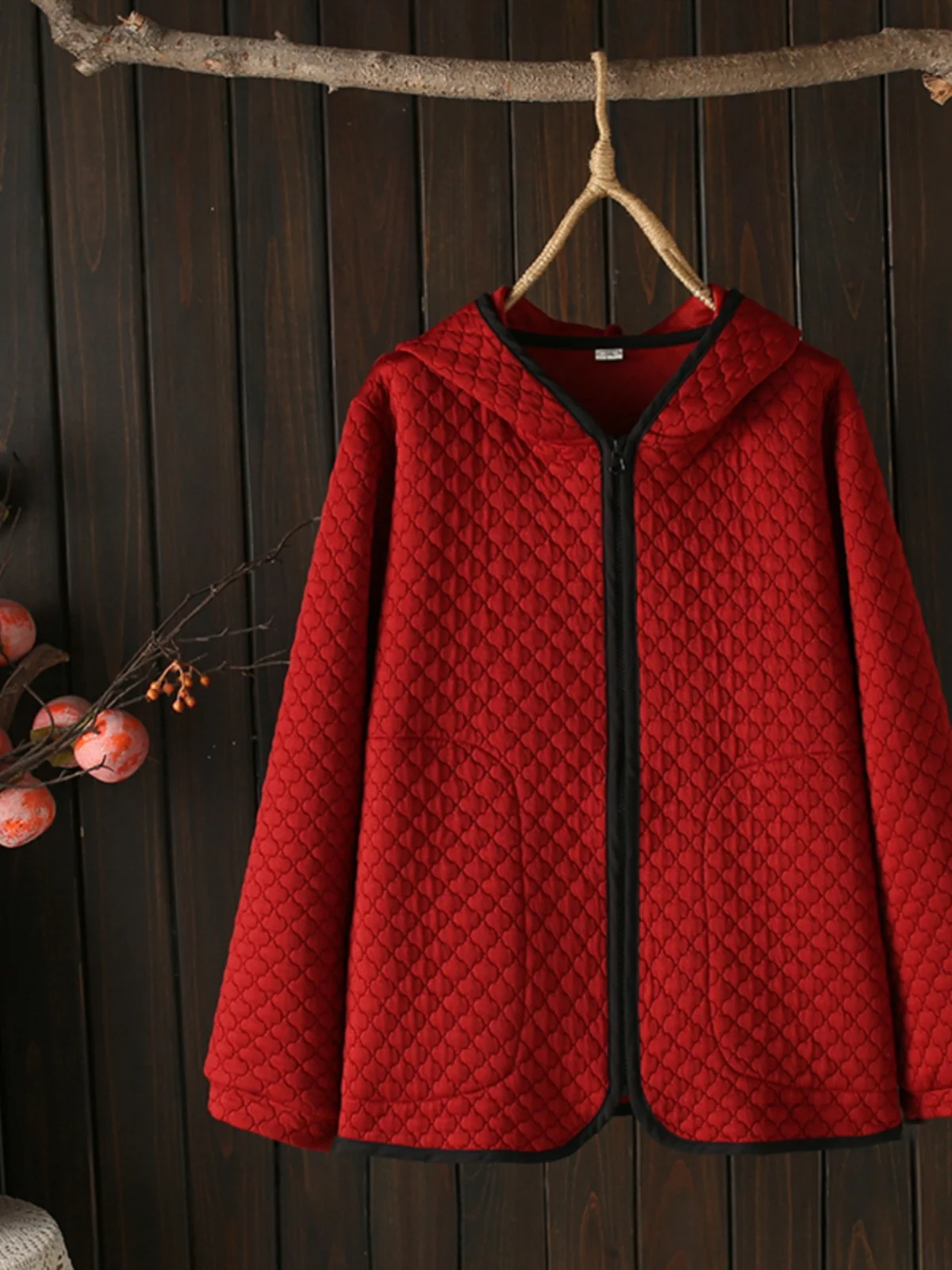 2024 Spring Autumn Large Size Cotton Jacket Casual Loose Fit Hooded Zipper Color Block Press Flower All Match Short Coat