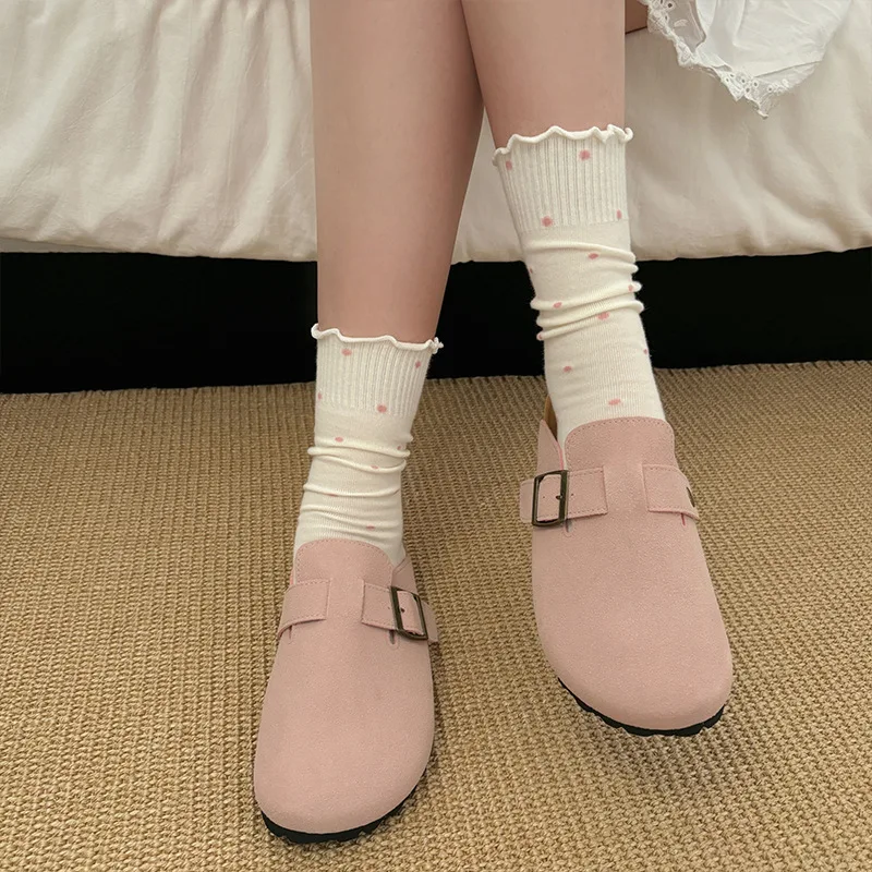 5/10 Paar Damen-Socken mit Wellenkante und Punktmuster, modisch, für Frühling und Herbst, Ballett-Stil, weich, bequem, für alle Jahreszeiten, Freizeitsocken – Detail 7