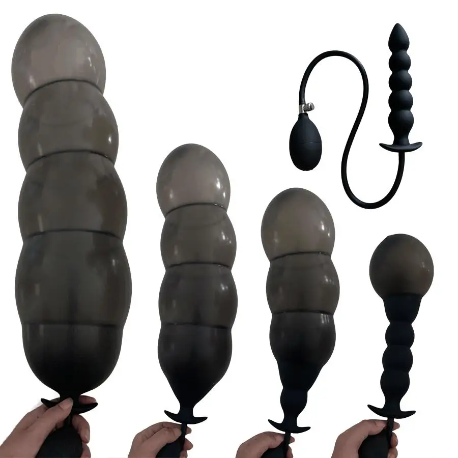 Opblaasbare Uitbreiding Diameter Anale Sex Toy Dildo Anaal Plug Met 3/5 Kralen Silicone Kolom Enorme Butt Plug Ass Dilatator Trainer